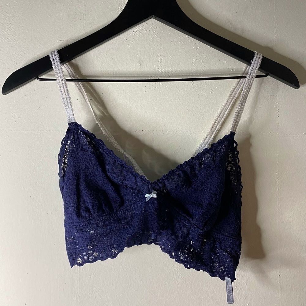 Aerie Navy Bralette with Light Gray Straps Size M
